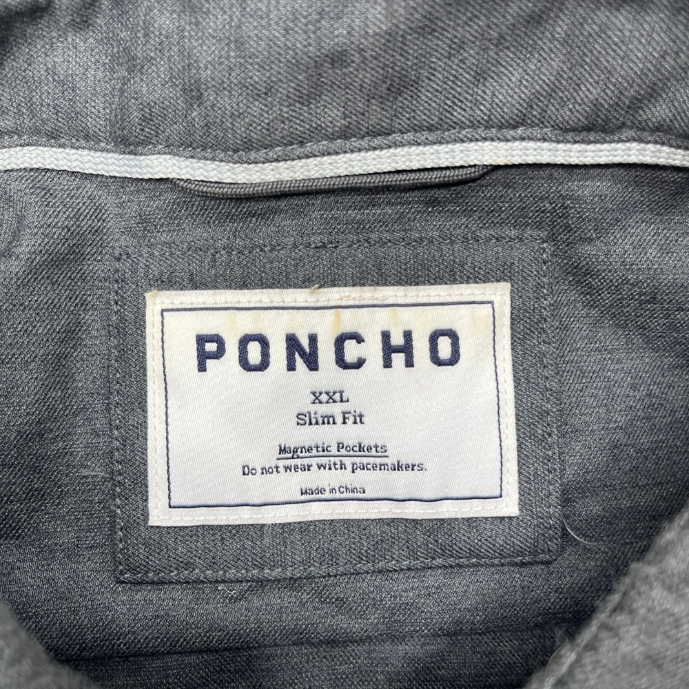 Poncho Outdoors Flannel Shirt Gray XXL Slim Fit Long Sleeve Performance Hiking - Picture 6 of 7